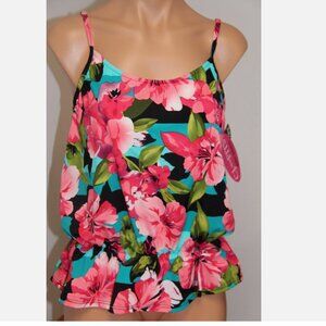 NWT Caribbean Joe Swimsuit Tankini Bikini Top Midriff Minimizer Underwire